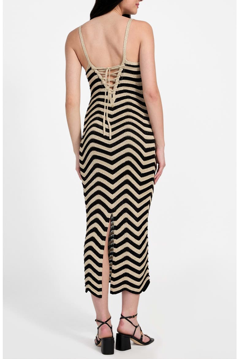 Vera Chevron Knit Dress, Alternate, color, NATURAL/ JET BLACK STRIPE
