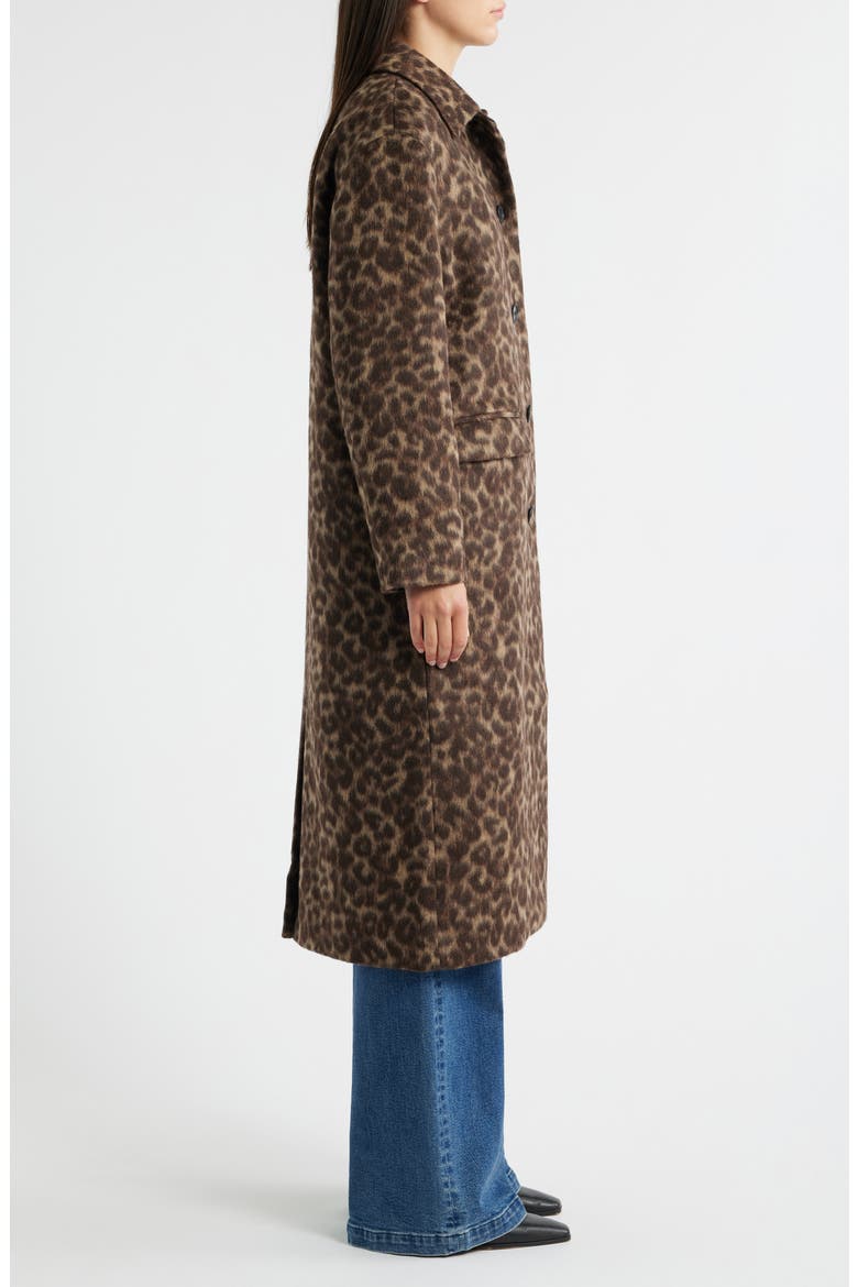 Single Breasted Leopard Print Trench Coat, Alternate, color, BRUSHED LEOPARD