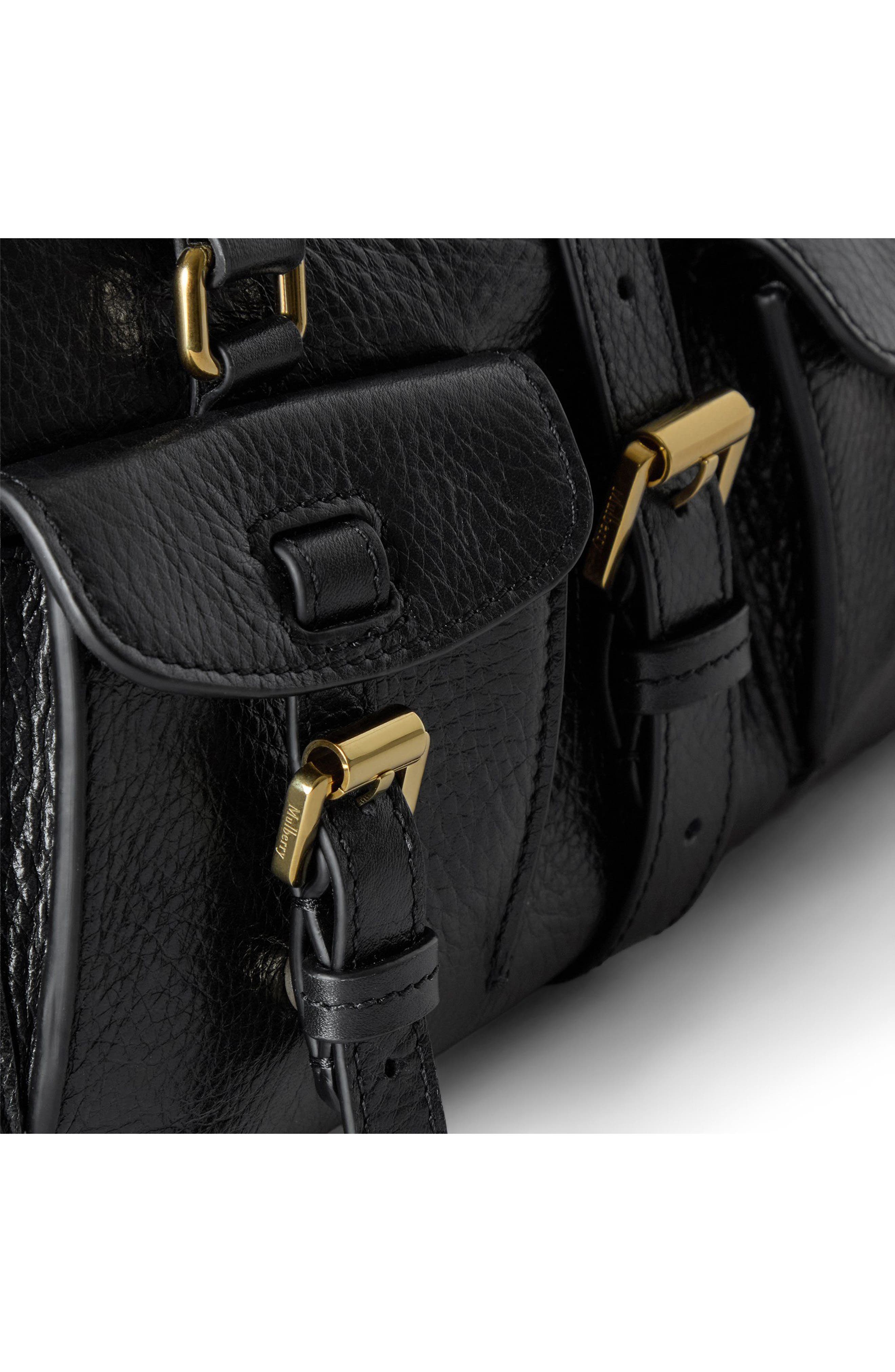 Mulberry Small Roxanne High Shine Leather Crossbody Bag, Alternate, color, Black