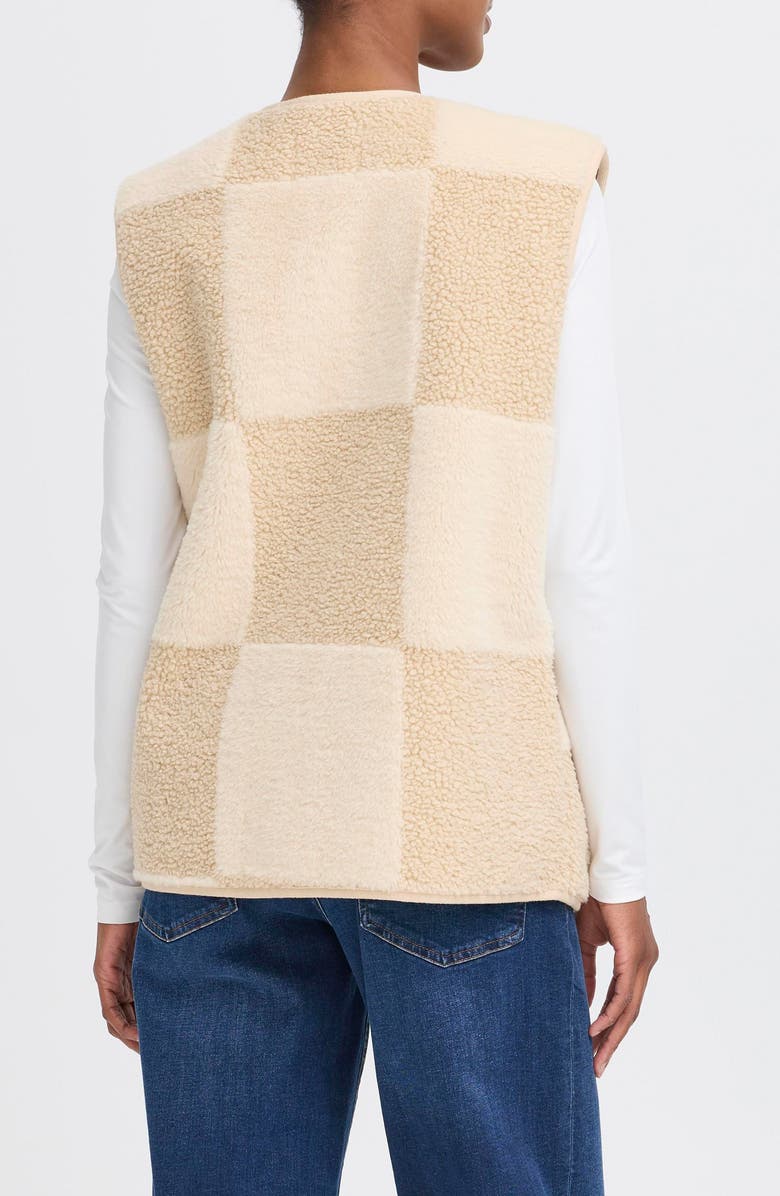 ICHI Patchwork Faux Shearling Vest, Alternate, color, Fog