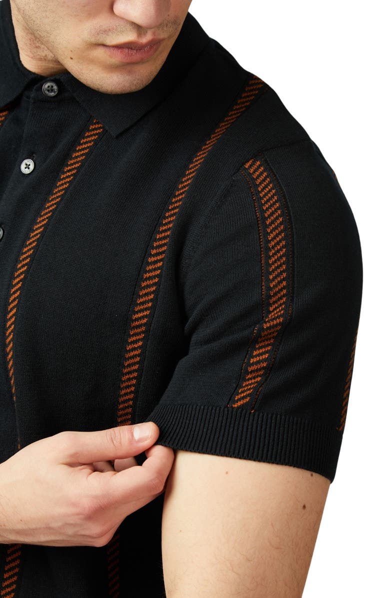 Ben Sherman Jacquard Stripe Organic Cotton Polo Sweater, Alternate, color, 