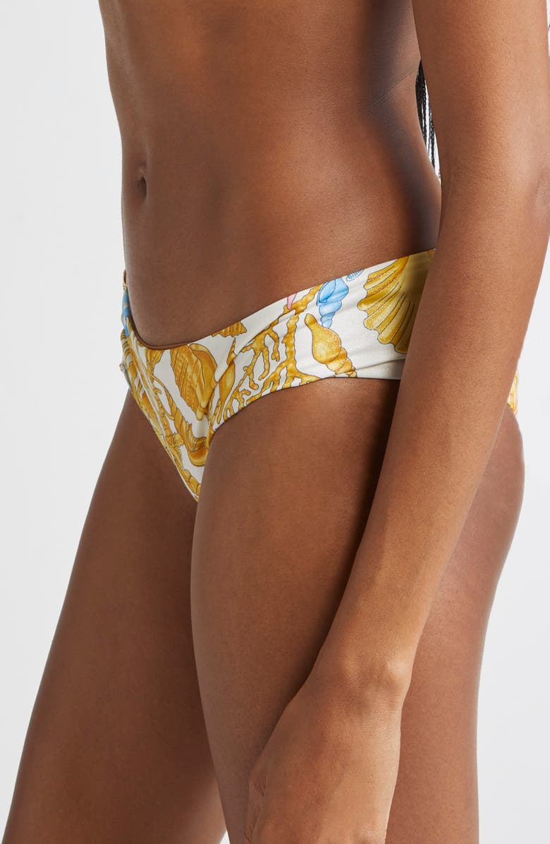 Versace Underwater Barocco Safety Pin Bikini Bottoms, Alternate, color, Eggshell Multicolor