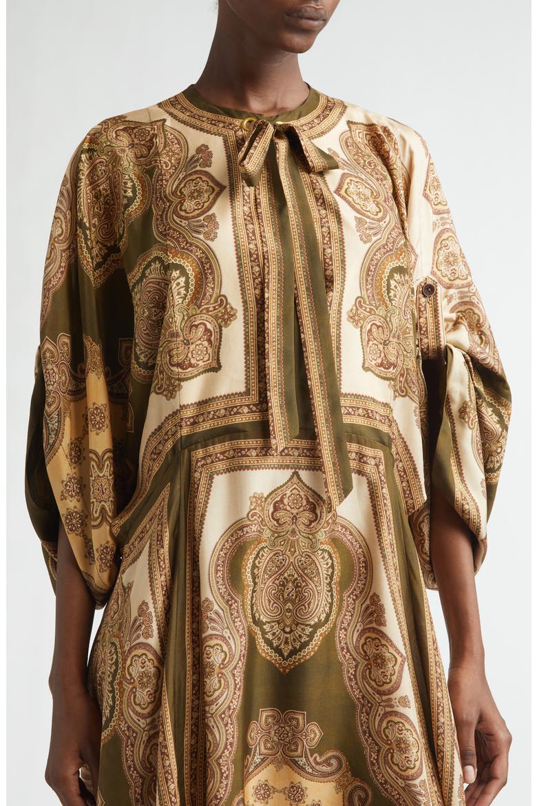 Mahon Paisley Print Habutai Silk Maxi Dress, Alternate, color, OLIVE PAISLEY