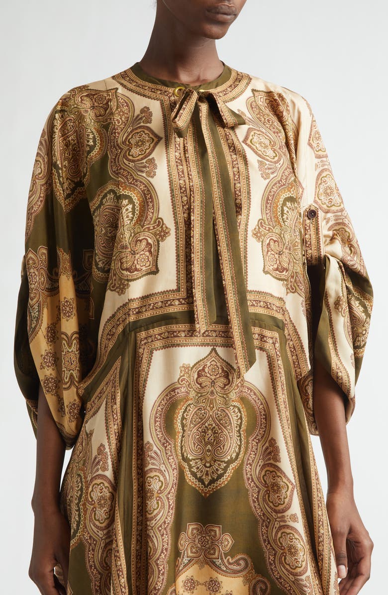 Zimmermann Mahon Paisley Print Habutai Silk Maxi Dress, Alternate, color, Olive Paisley