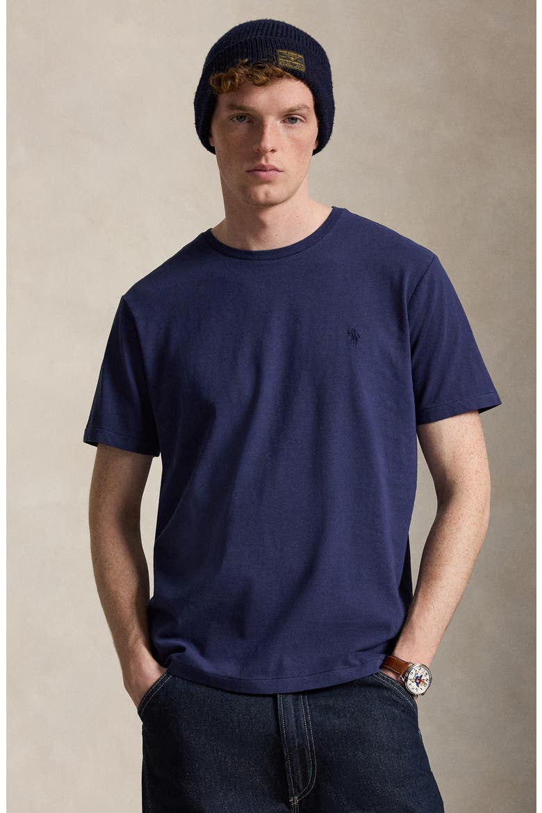 Standard Fit Cotton & Linen T-Shirt, Alternate, color, NEWPORT NAVY