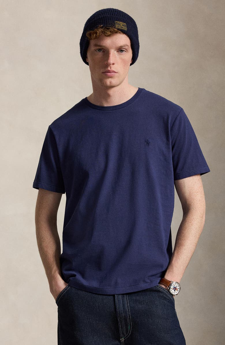 Polo Ralph Lauren Standard Fit Cotton & Linen T-Shirt, Alternate, color, Newport Navy
