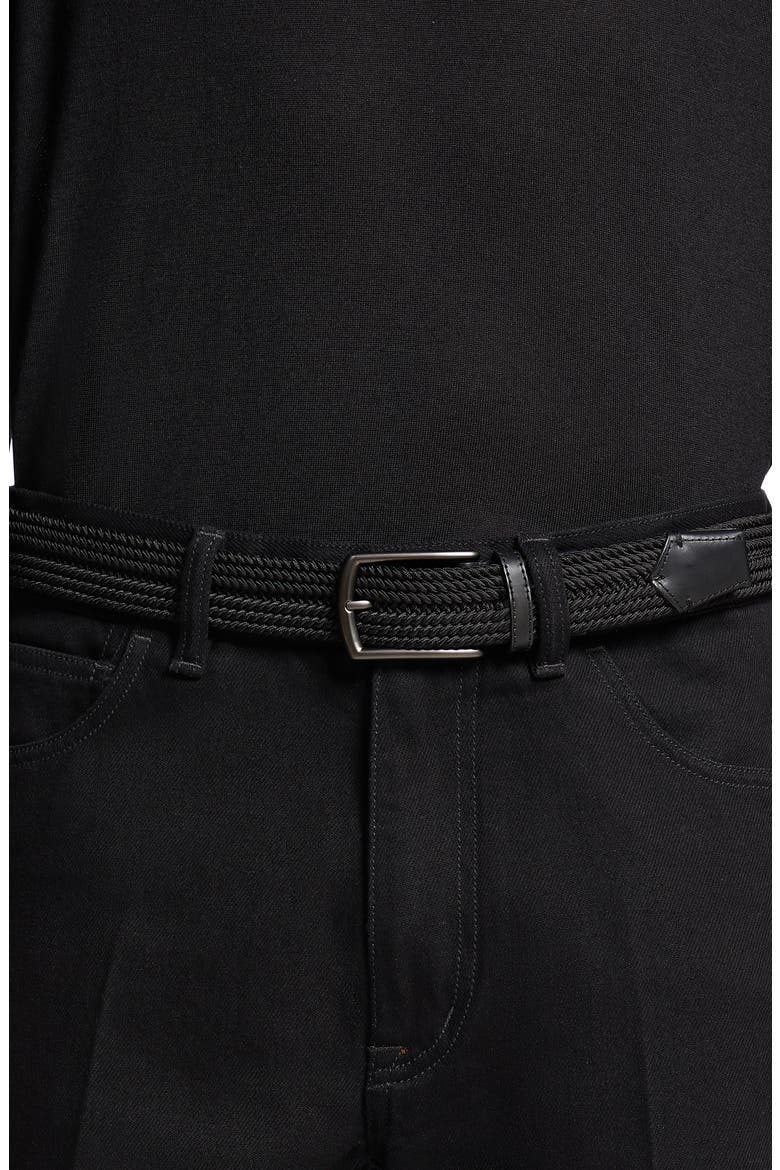 Triple Stitch™ Buckle Braided Belt, Alternate, color, BLACK