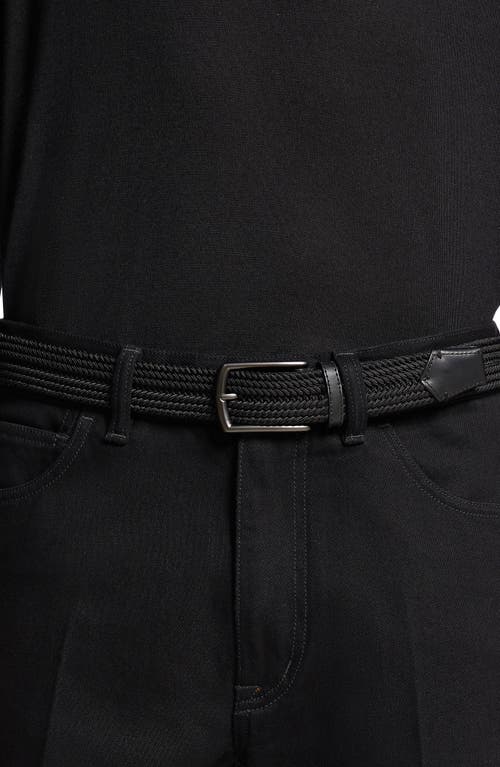 Zegna Black Elastic Rayon Braided Belt In Black