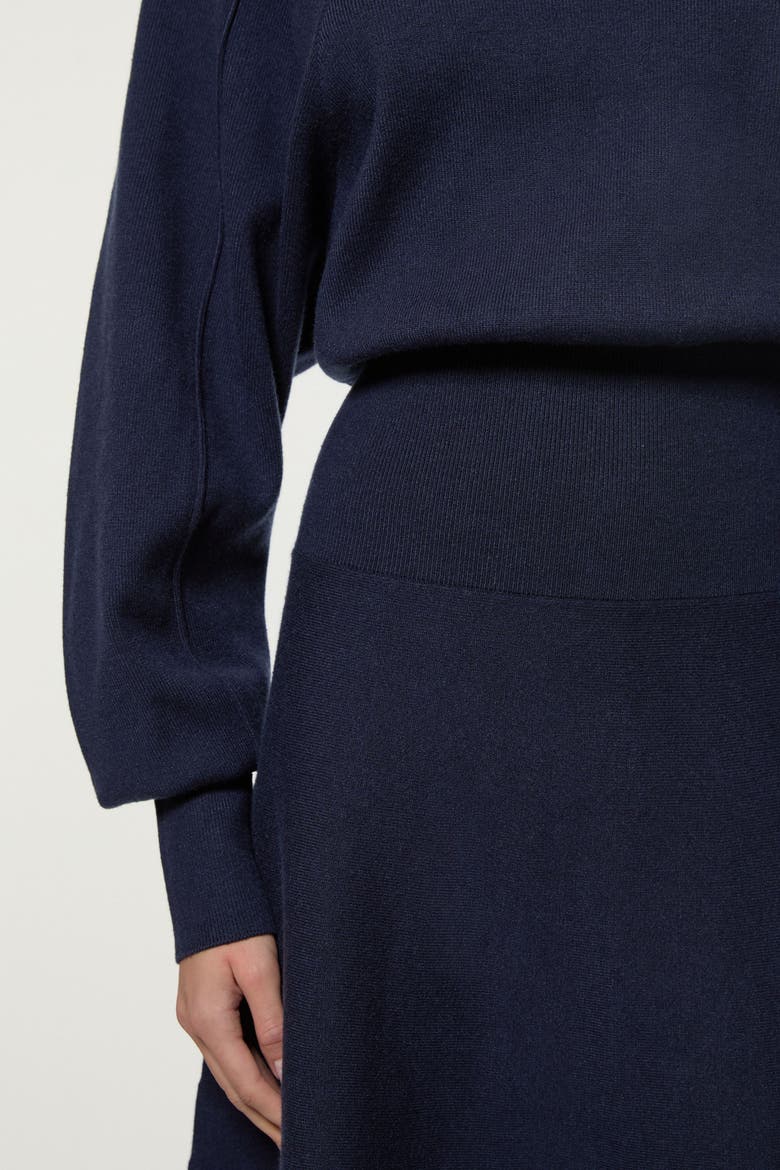 Wool Look Rounded Sleeve Knit Midi Dress, Alternate, color, Navy
