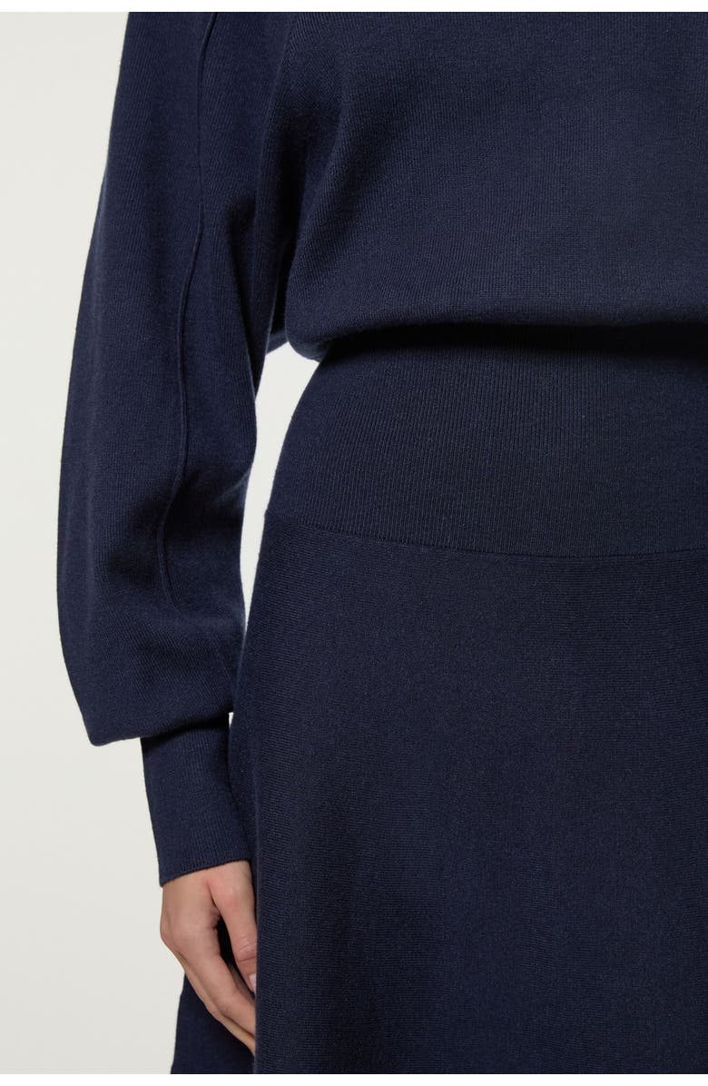 Karen Millen Wool Look Rounded Sleeve Knit Midi Dress, Alternate, color, Navy