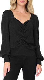 GIBSONLOOK V-Neck Ruched Knit Top