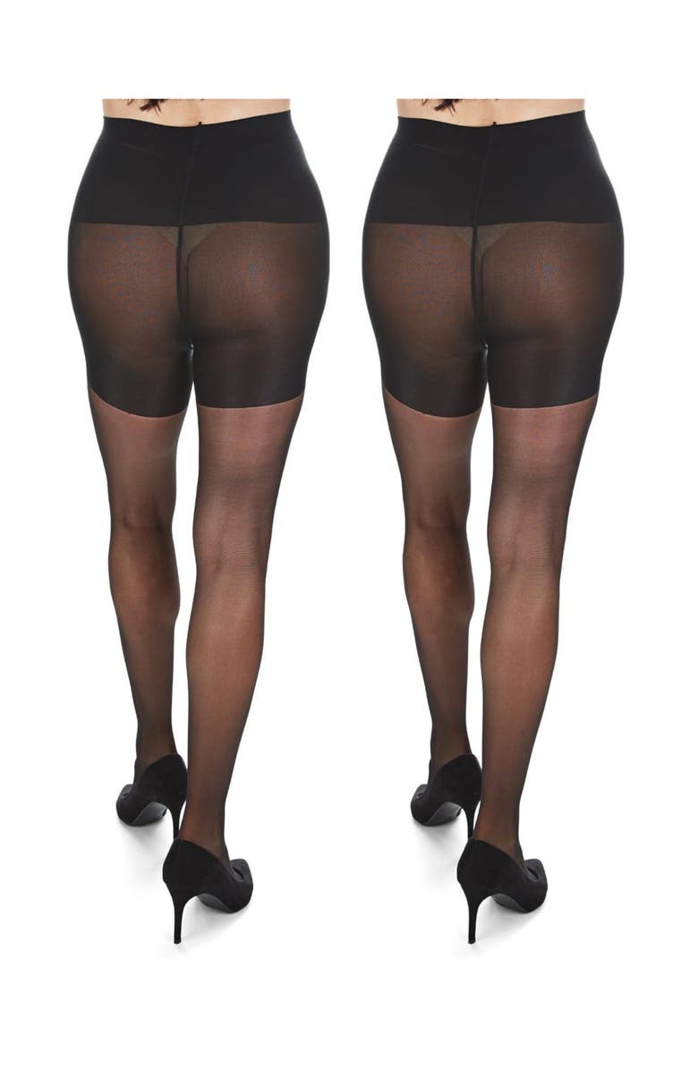 MeMoi 2-Pack Sheer Maternity Tights, Alternate, color, Black