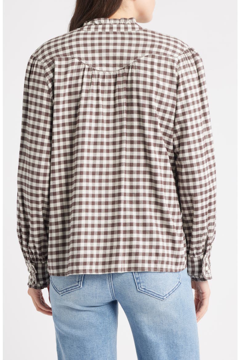 Alanna Ruffle Gingham Snap-Up Shirt, Alternate, color, CHOCOLATE CHIP