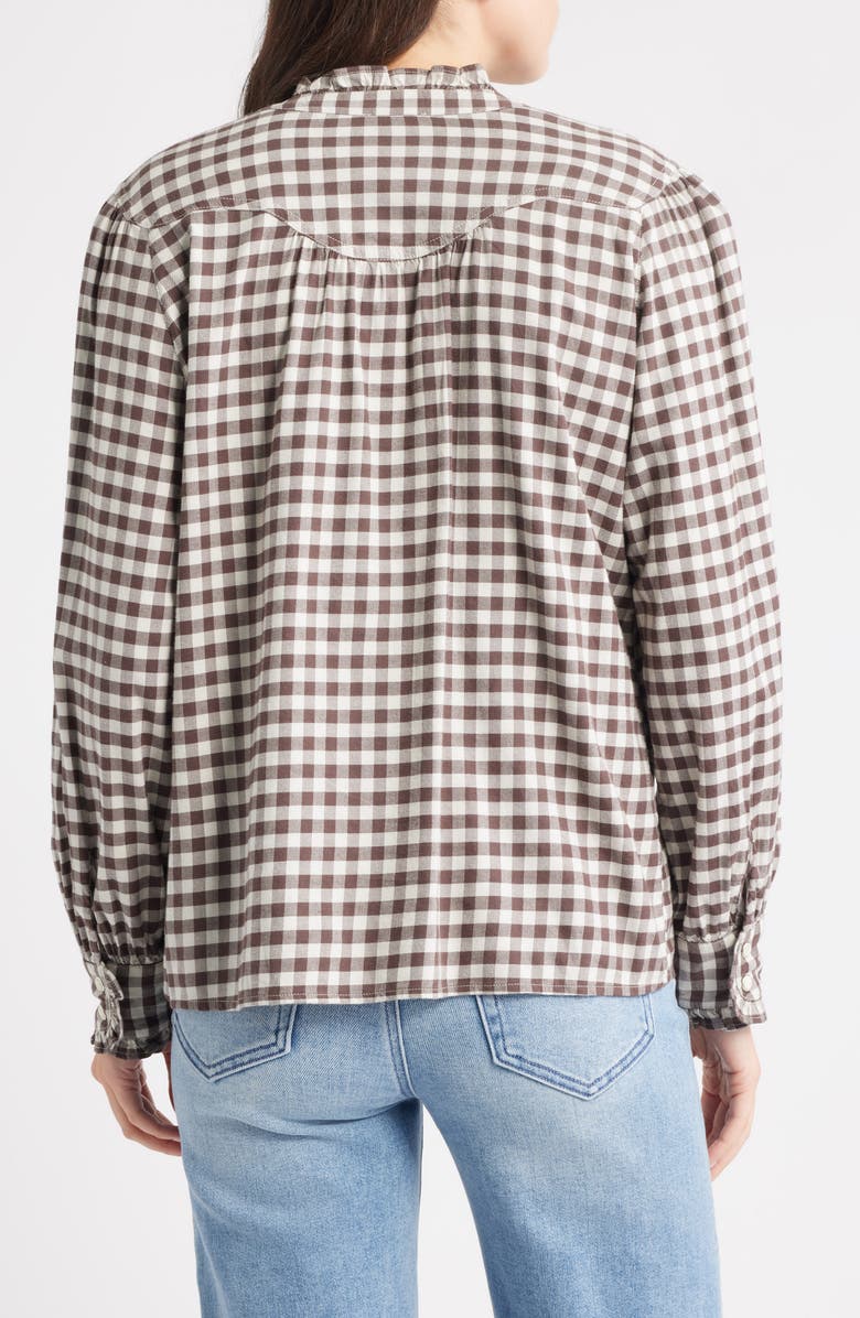 Rails Alanna Ruffle Gingham Snap-Up Shirt, Alternate, color, Chocolate Chip