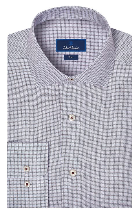 Trim Fit Check Cotton & Cashmere Dress Shirt