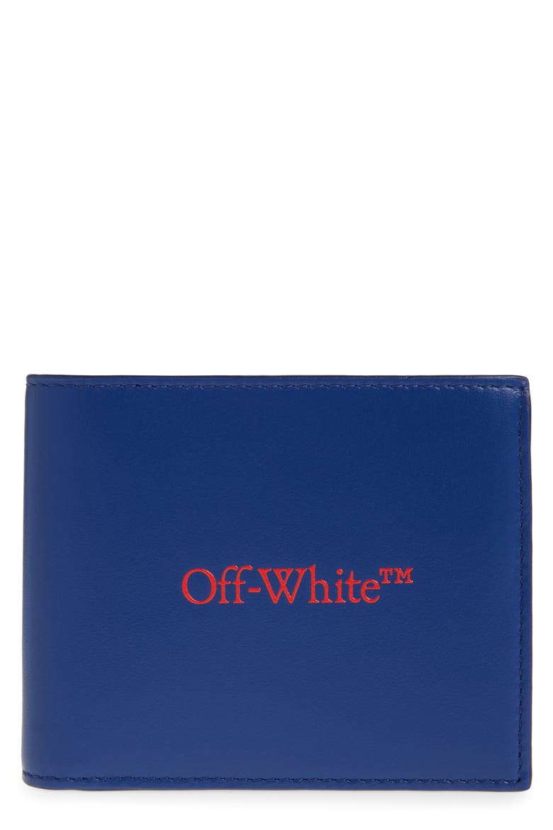 Bookish Logo Leather Bifold Wallet, Main, color, BLUE - RED