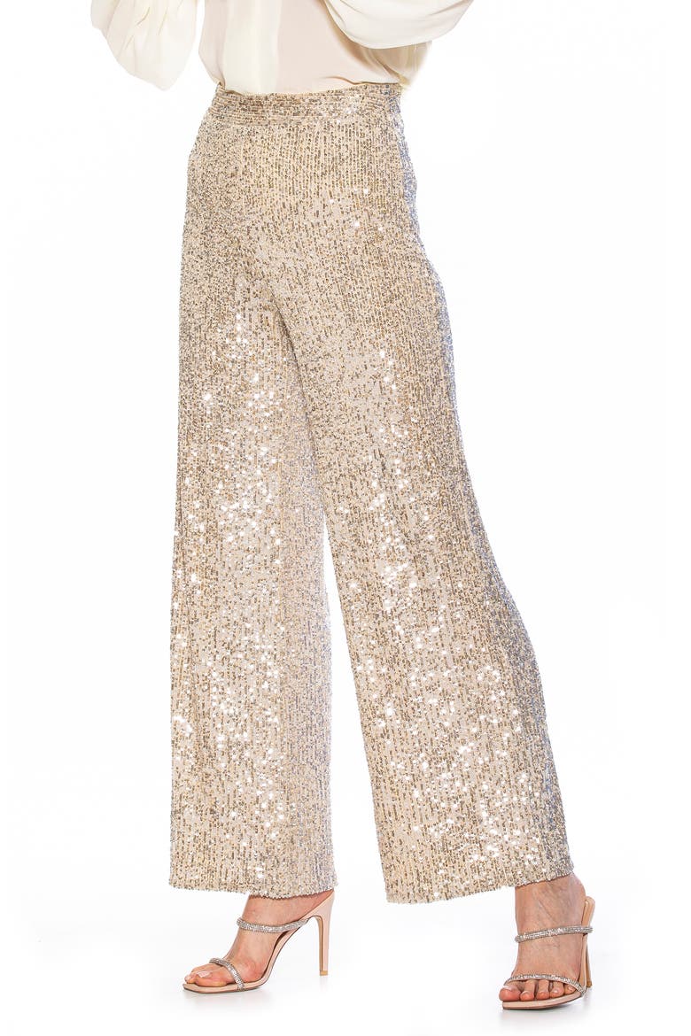 Illy Wide Leg Sequin Pants, Alternate, color, SILVER