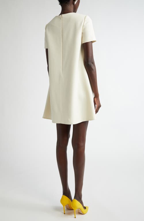Carolina Herrera Embellished Bodice Stretch Virgin Wool Shift Dress In Ivory Multi