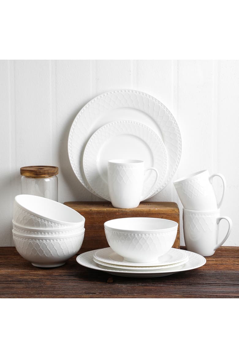 Alexandria Bone China 32-Piece Dinnerware Set, Alternate, color, White