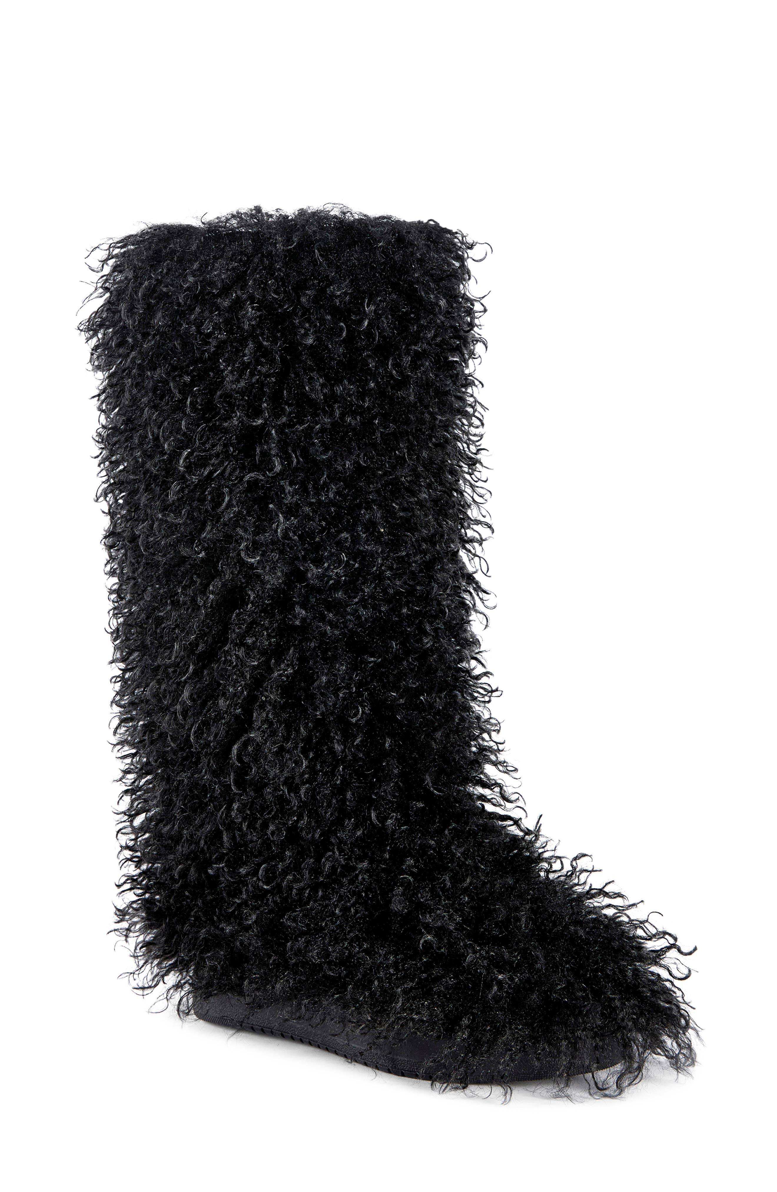 Denton Faux Fur Boot, Main, color, BLACK