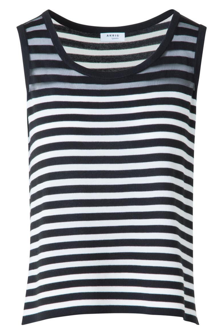 Kodak Stripe Virgin Wool Blend Sweater Tank, Alternate, color, BLACK-CREAM