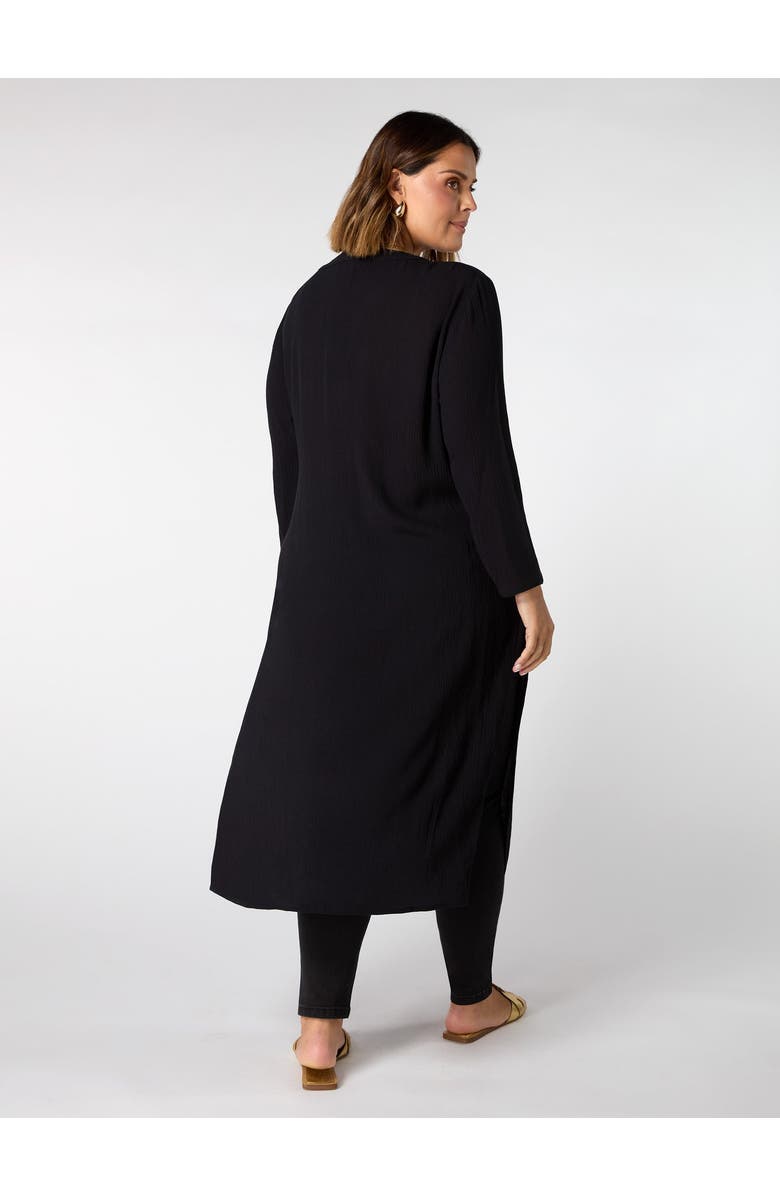 Live Unlimited Crinkle Split Front Longline Tunic, Alternate, color, Black