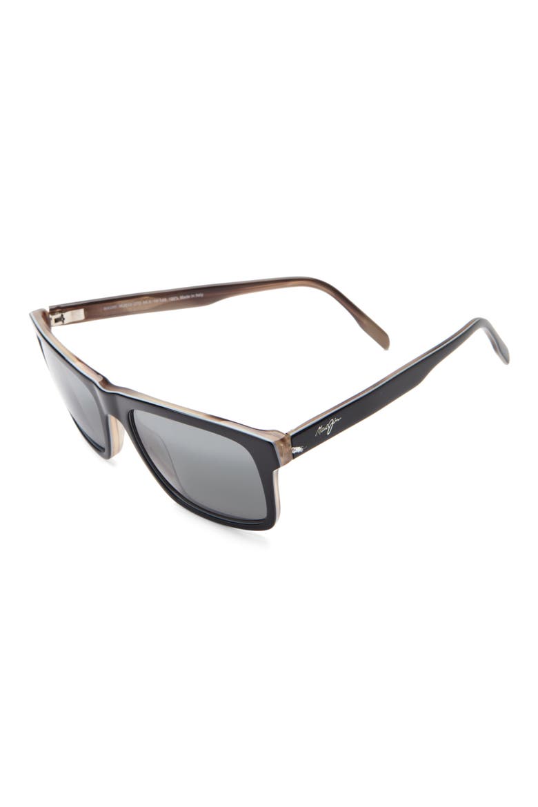 Waipio Valley 56.5mm Polarized Square Sunglasses, Alternate, color, BLACK BLACK GREY