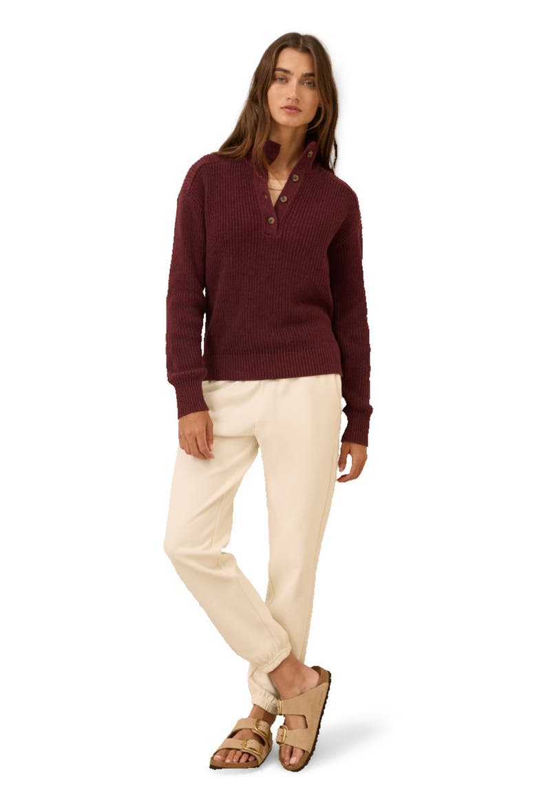 Luxe Knit Henley Sweater, Main, color, Ruby Heather