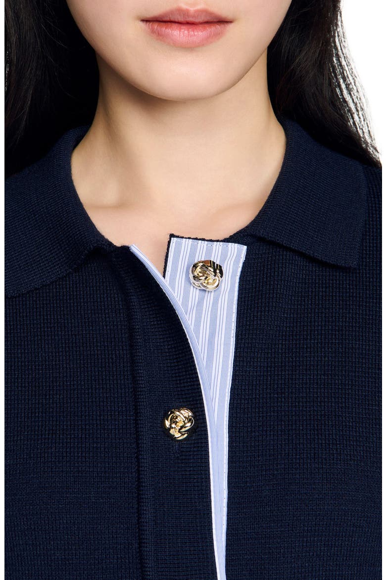Wool polo cardigan, Alternate, color, Navy blue