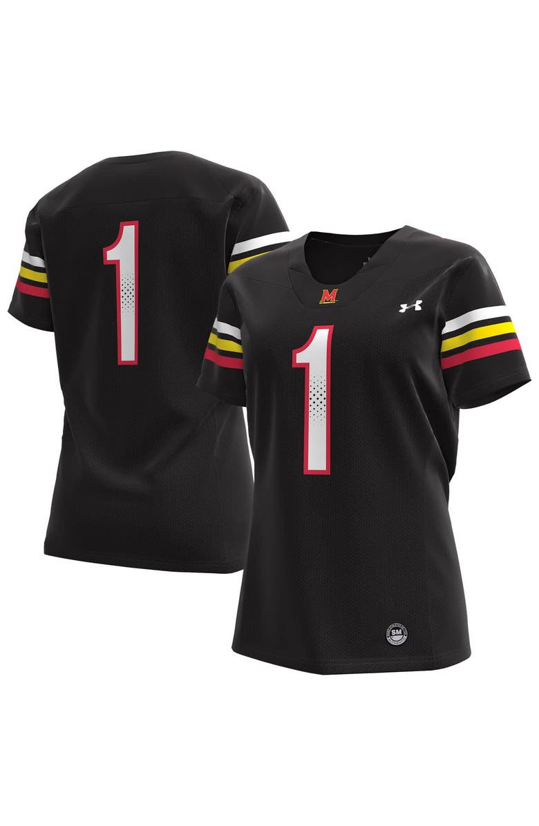 Under Armour Women's Under Armour #1 Black Maryland Terrapins Replica Football Jersey, Main, color, Black