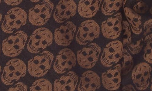 Alexander Mcqueen Mcqueen Skull Monogram Wool Blend Scarf In Brown