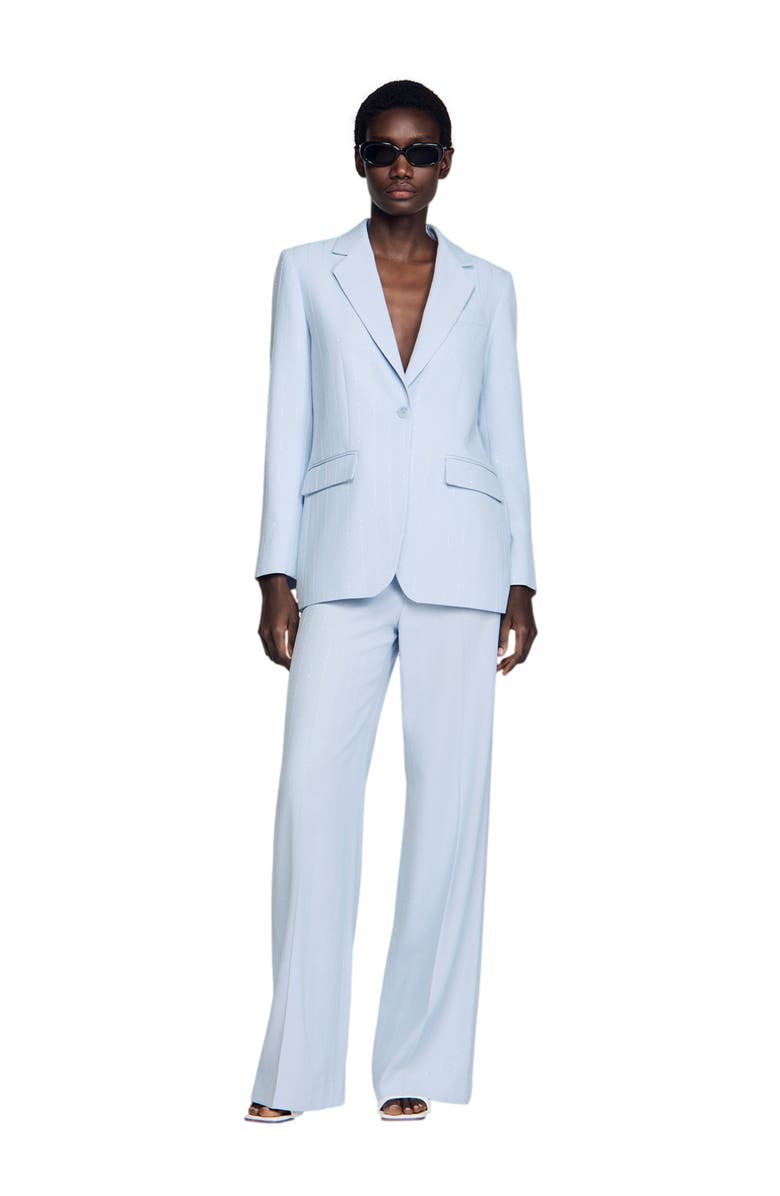 SANDRO Sequin-stripe tailored jacket, Alternate, color, Sky Blue