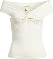 Open Edit Twist Front Off the Shoulder Top