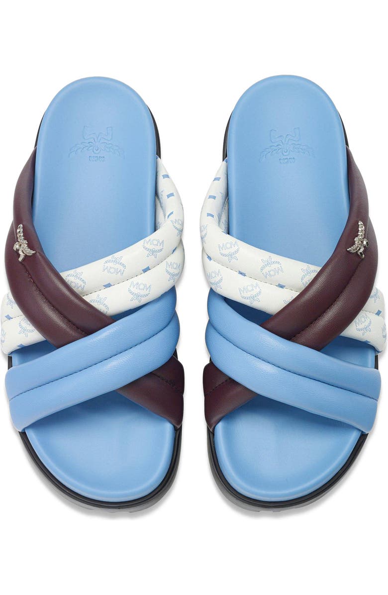 MCM Monogram Cross Sandals in Lamb Leather, Alternate, color, Winetasting