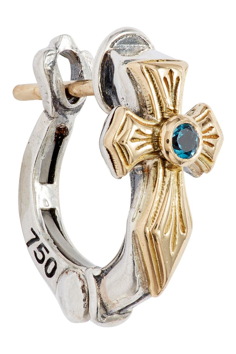 Kleos Blue Topaz Cross Hoop Earrings, Alternate, color, BLUE TOPAZ