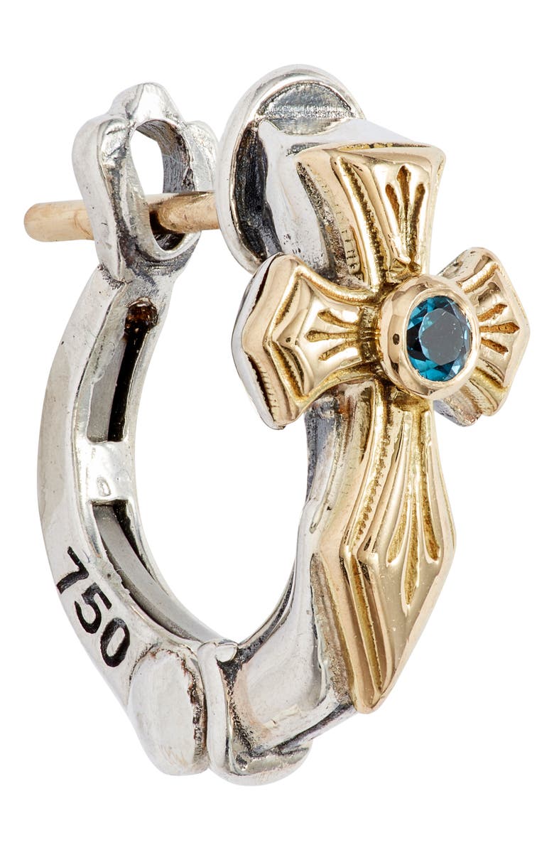 Konstantino Kleos Blue Topaz Cross Hoop Earrings, Alternate, color,