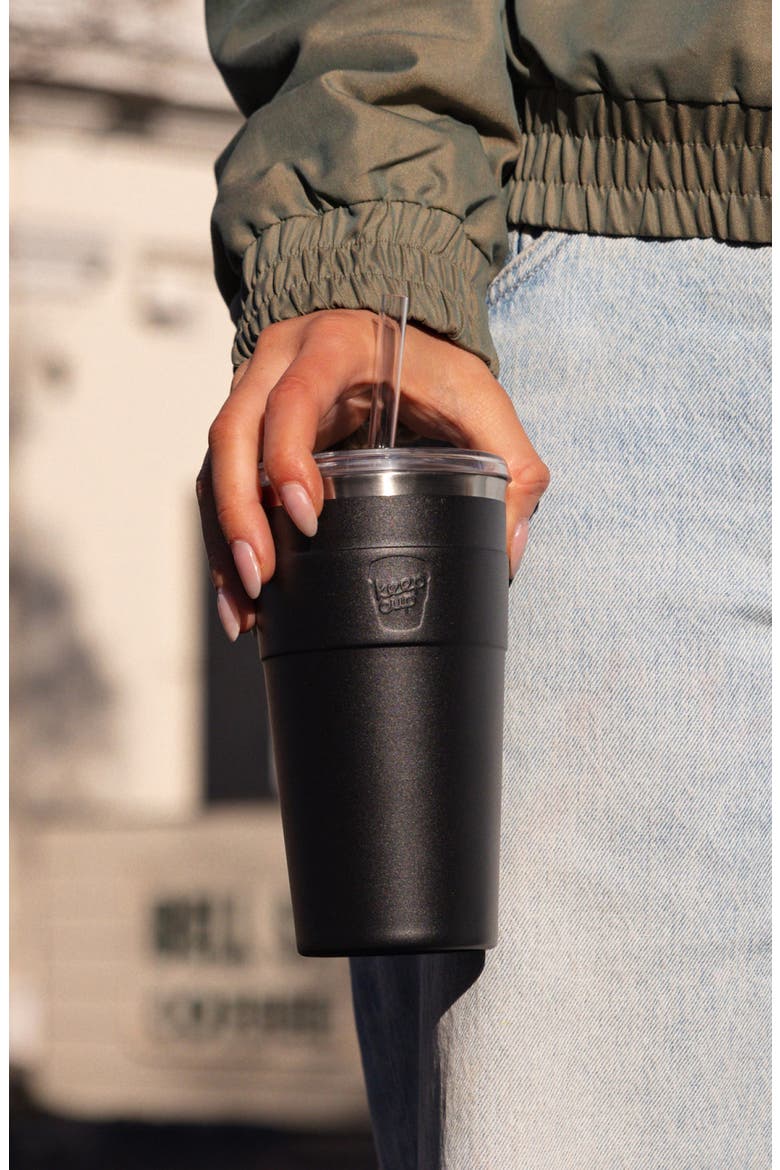 Cold Cup Thermal with Coffee Straw, Alternate, color, Black