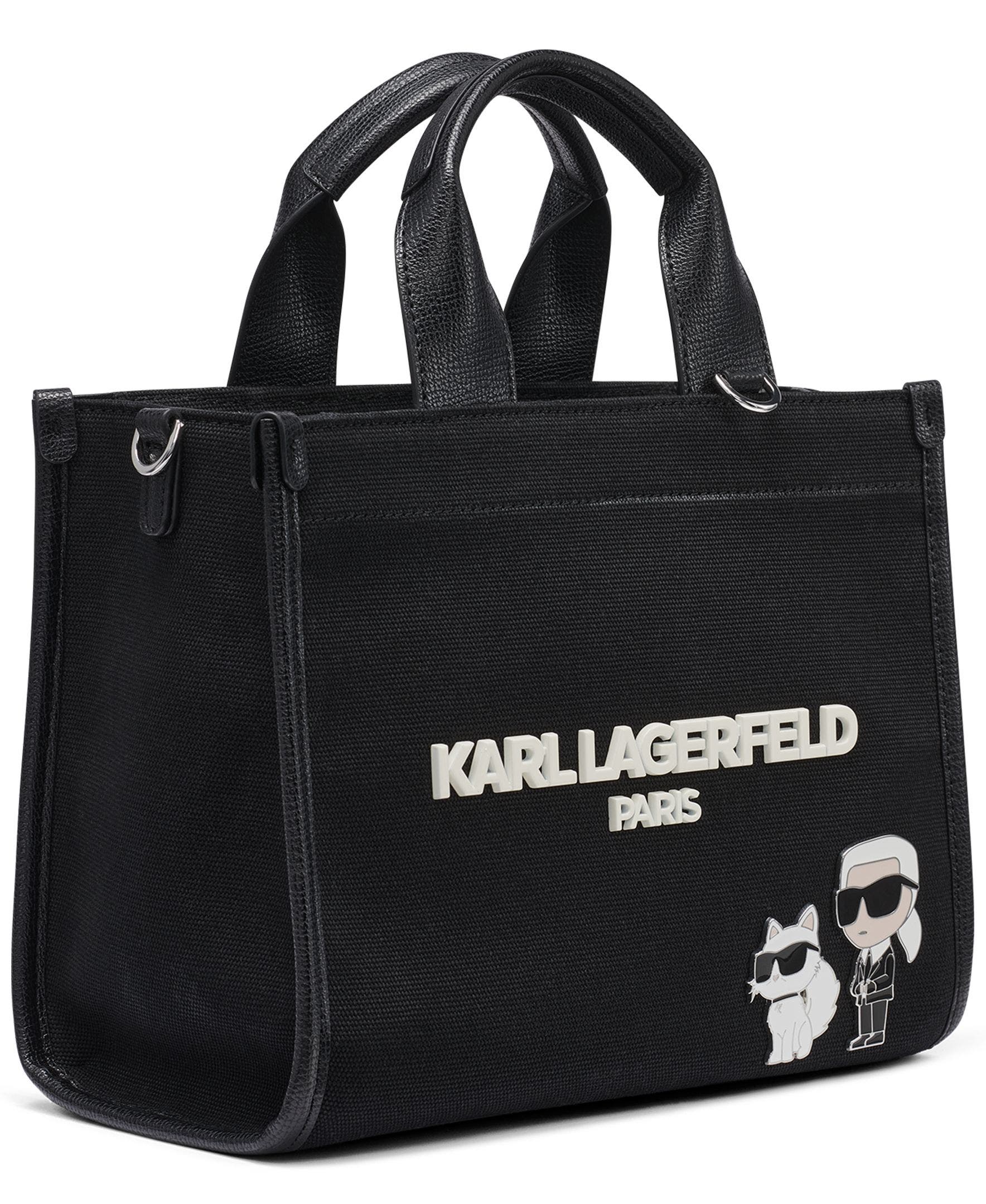 KARL LAGERFELD PARIS Kristina Knit Satchel with Pins, Alternate, color, Black