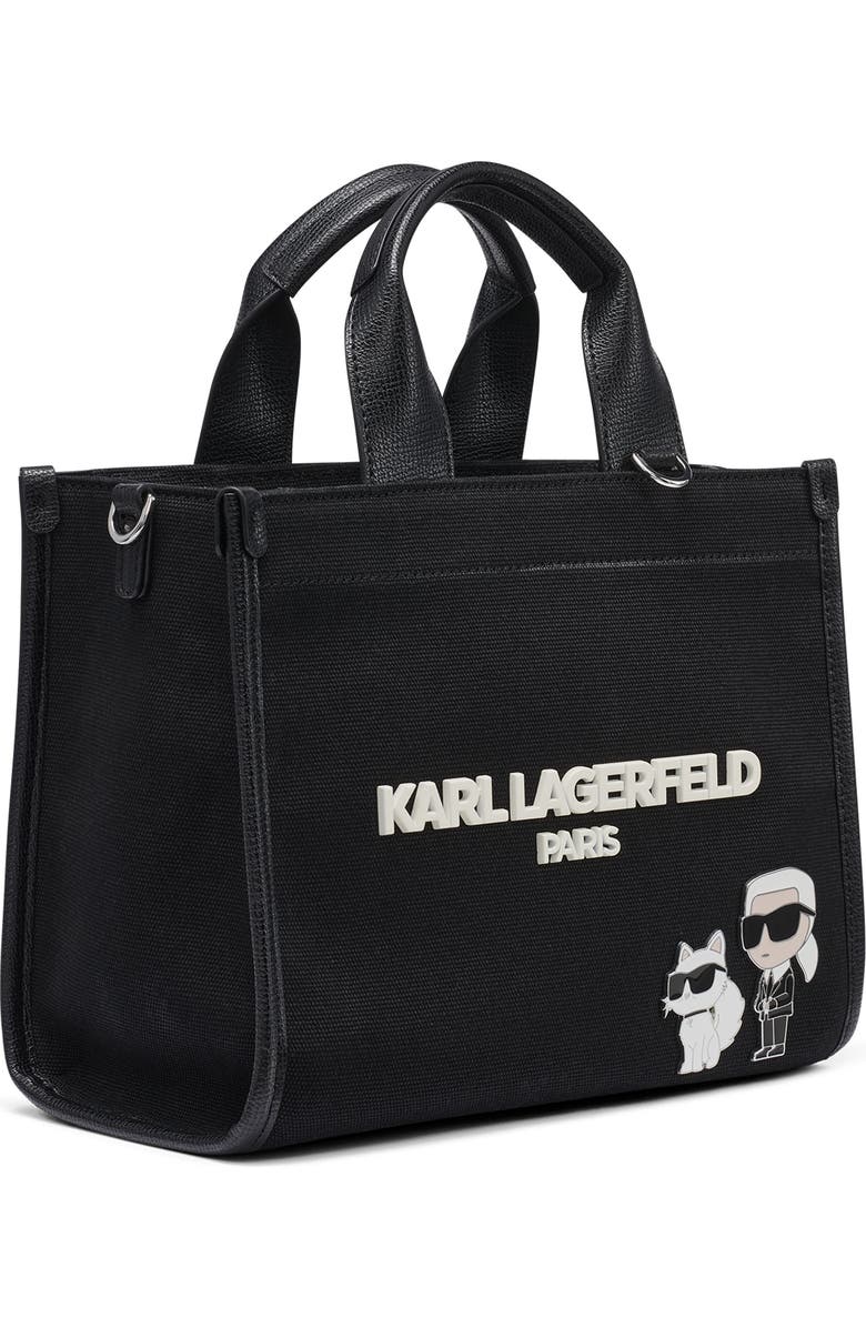 KARL LAGERFELD PARIS Kristina Knit Satchel with Pins, Alternate, color, Black