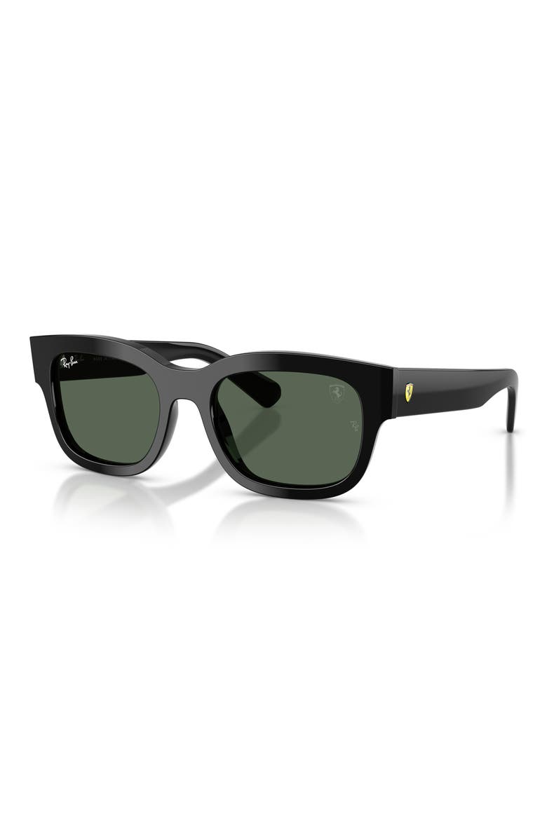 53mm Ferrari Square Sunglasses, Alternate, color, BLACK / DARK GREEN
