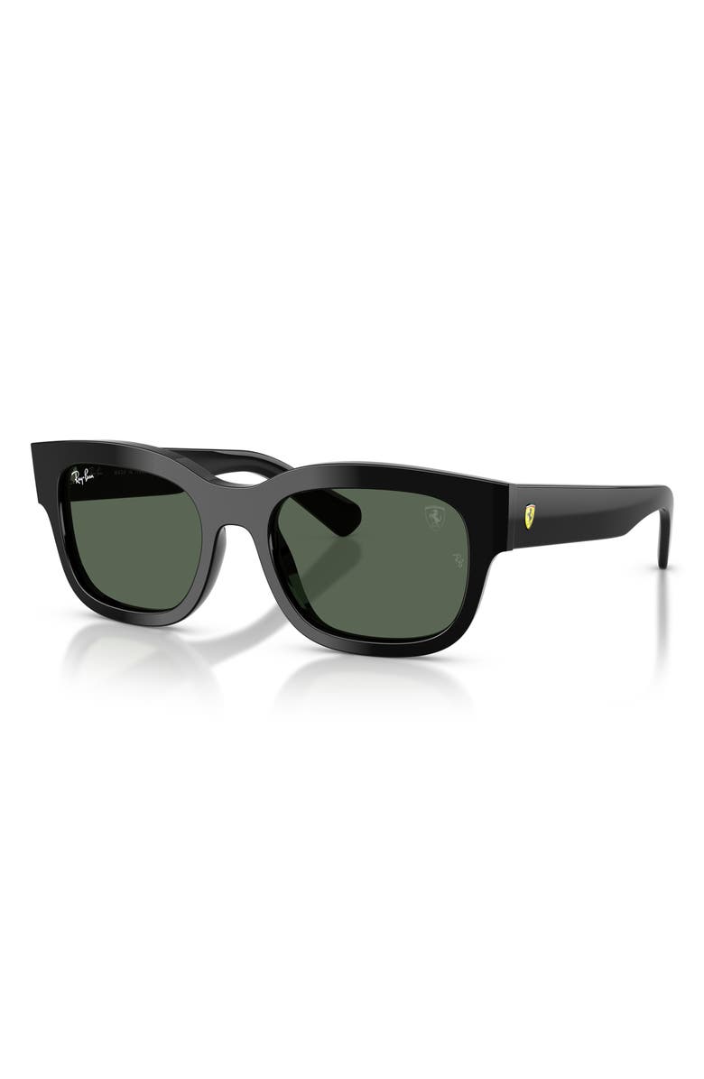 Ray-Ban 53mm Ferrari Square Sunglasses, Alternate, color, Black / Dark Green