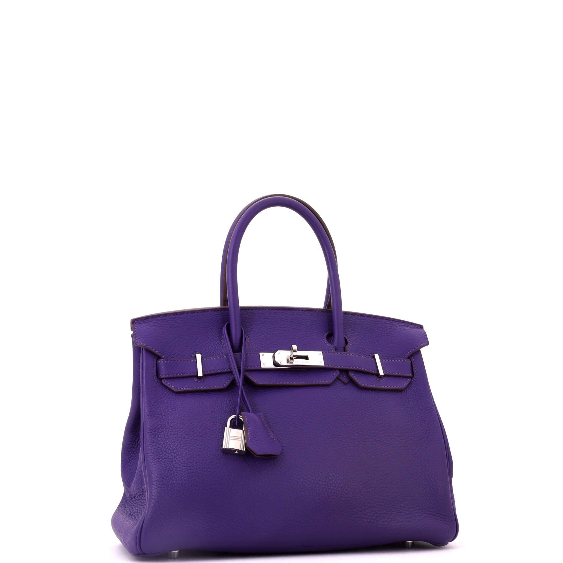 Pre-Owned Hermes Birkin Handbag Purple Clemence with Palladium Hardware 30, Alternate, color, Iris