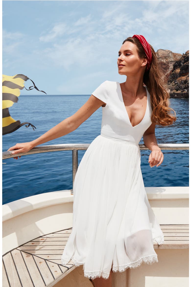 Corey Chiffon Fit & Flare Cocktail Dress, Alternate, color, OFF WHITE
