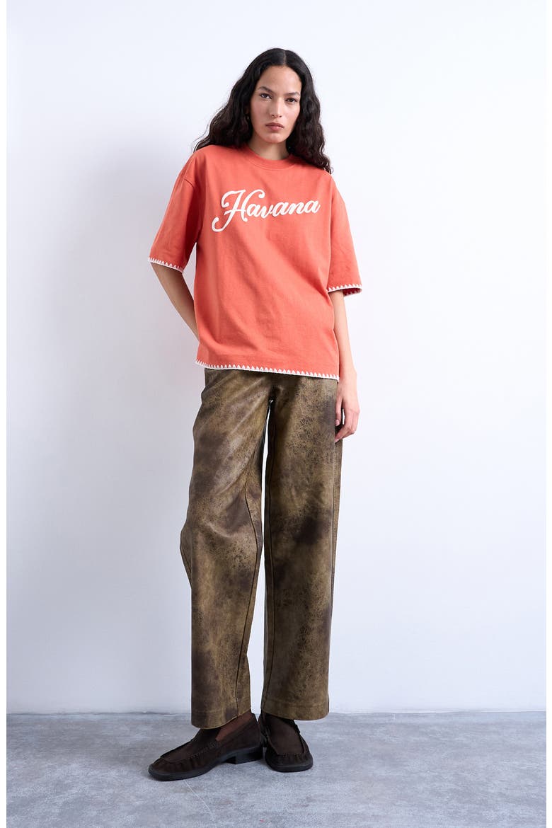 Oversized Havana Graphic Whipstitch Trim T-Shirt, Alternate, color, ORANGE