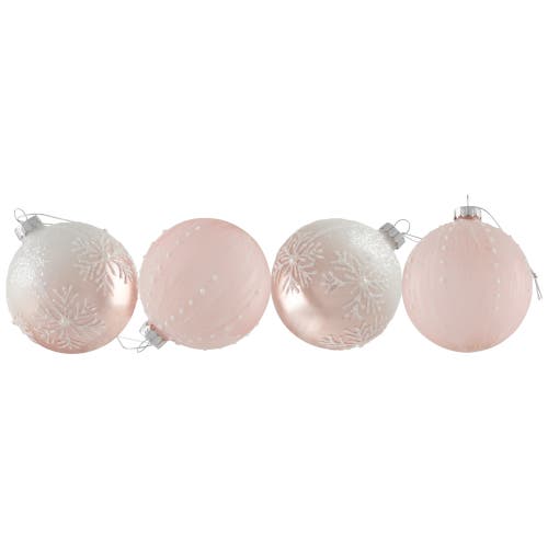 Northlight Snowflakes Glass Ball Christmas Ornaments In Pink