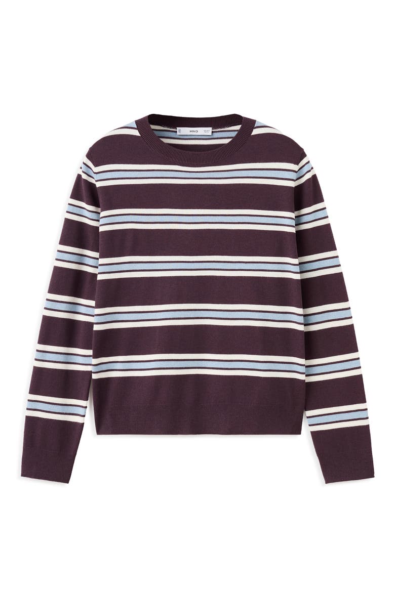 Stripe Crewneck Sweater, Alternate, color, MAROON