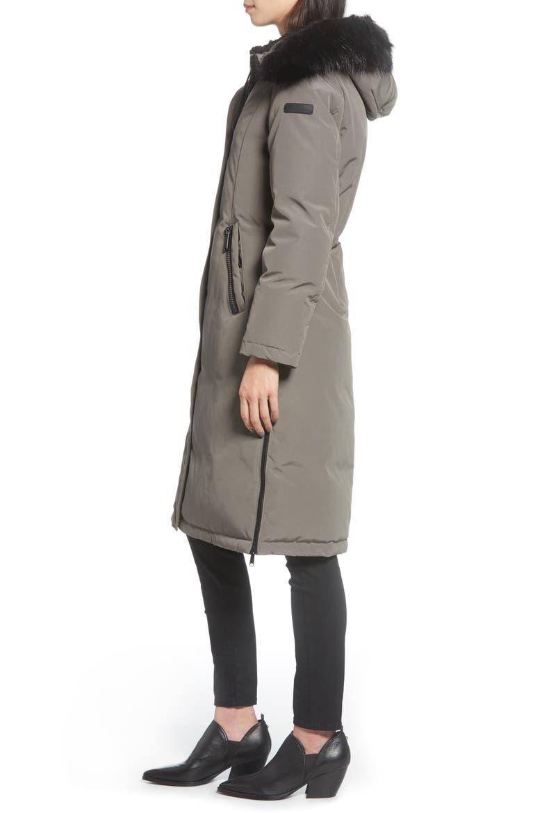 Water Resistant Long Parka with Faux Fur Trim, Alternate, color, LIGHT GREY