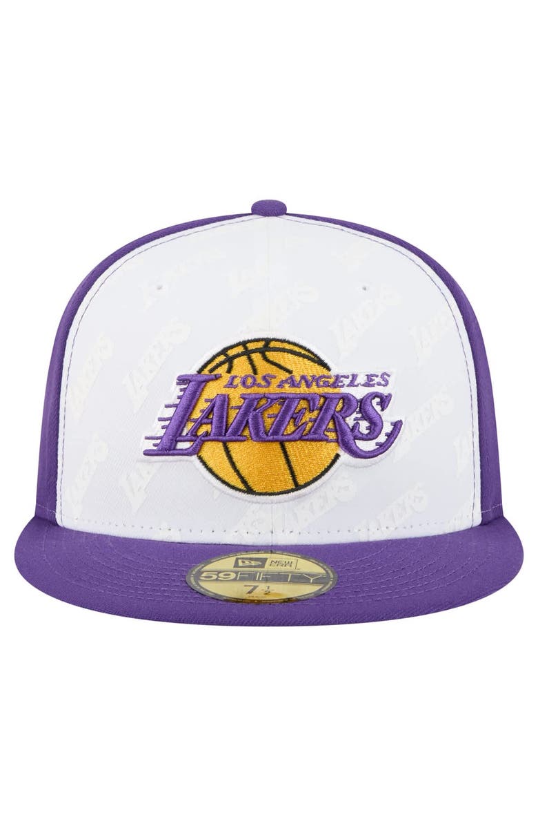 New Era Men's New Era  White/Purple Los Angeles Lakers Repeat 59Fifty Fitted Hat, Alternate, color, White