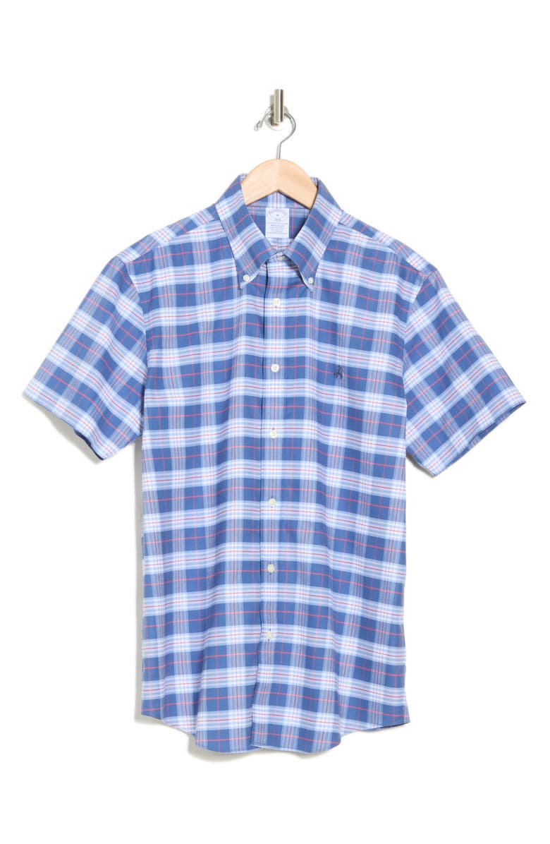 Brooks Brothers Regular Fit Stretch Cotton Oxford Short Sleeve Button-Down Shirt, Alternate, color, 