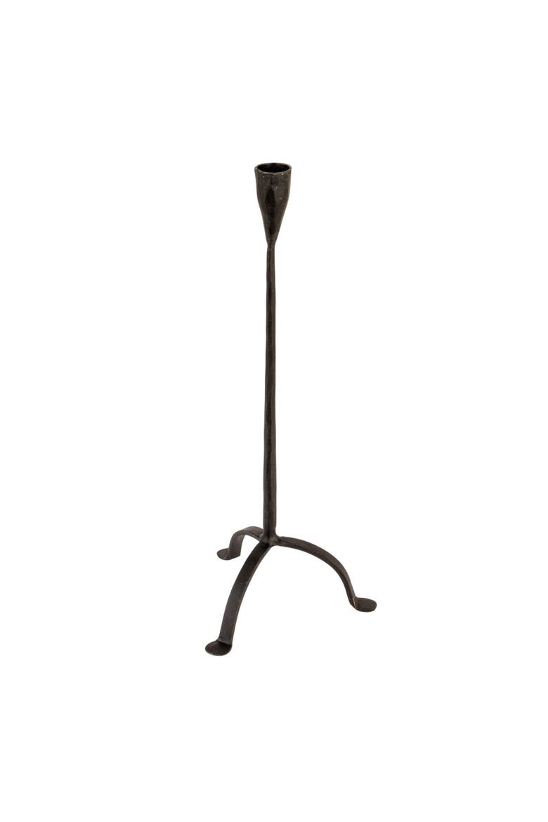 16"H Hand-Forged Cast Metal Footed Taper Holder, Black, Main, color, Black